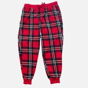 Stars Above Women's Flannel Pajama Lounger Pants Medium Red Plaid